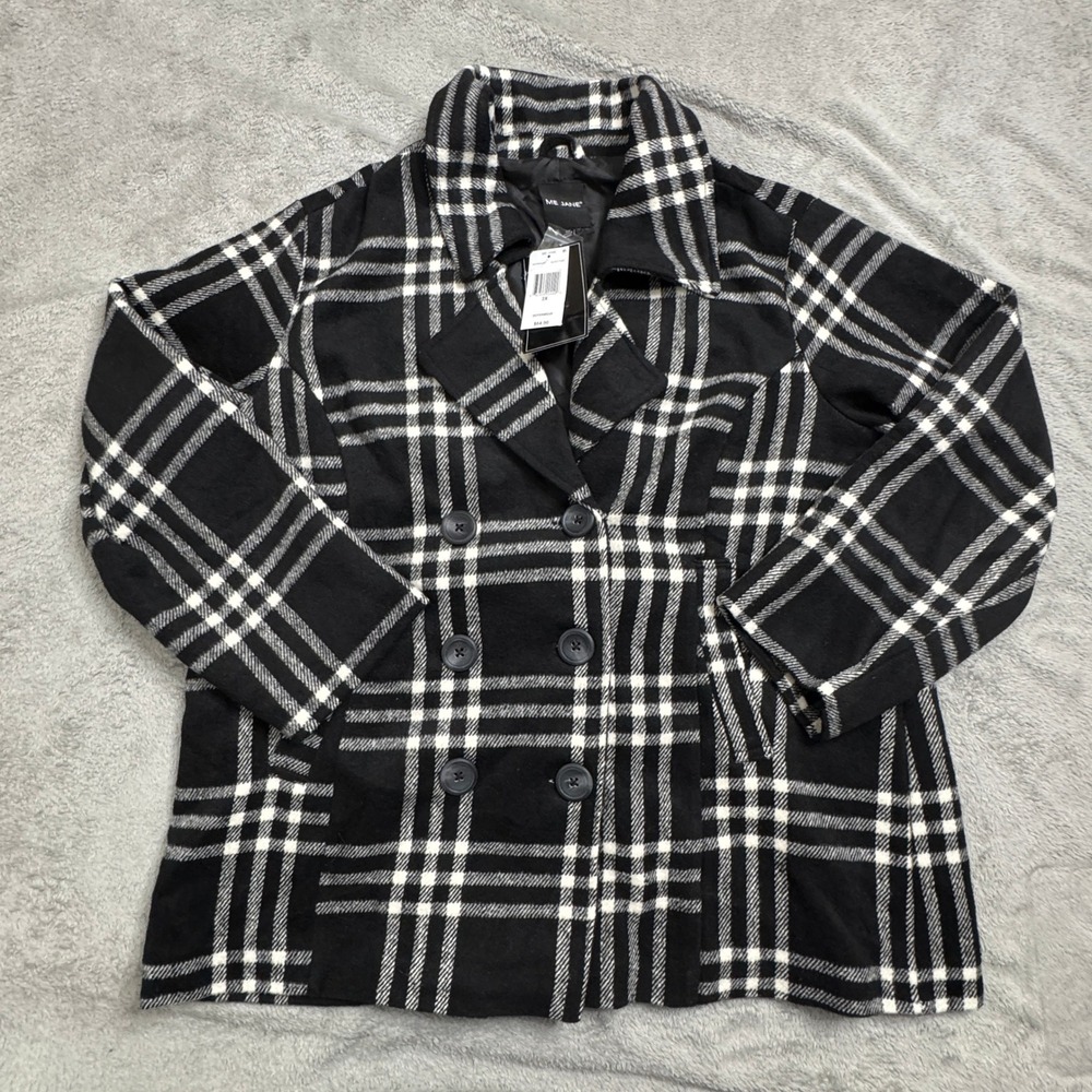 NWT Me Jane Plaid Flannel Double Breasted Pea Coat Womens BRAND‎ NEW 2X